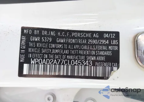 2012 Porsche Panamera S from USA, damaged, VIN WP0AB2A76CL061510